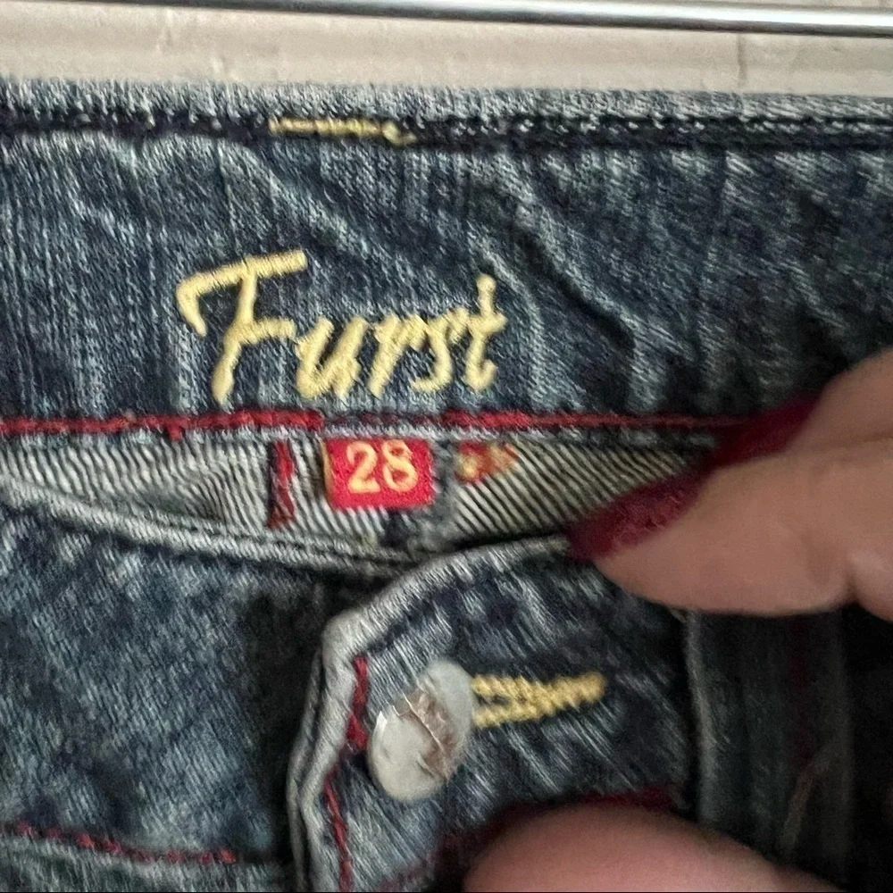 LF Furst of A‎ Kind Denim Patched Crop Straight Upcylced Denim Jeans
